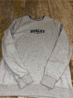 Hurley Light Heather Gray Crewneck Sweatshirt with Navy Logo
